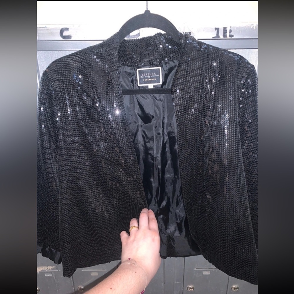 Black sequin blazer - Bershka